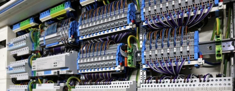 Blick auf einen KNX Feldbus zur Gebäudeautomation.